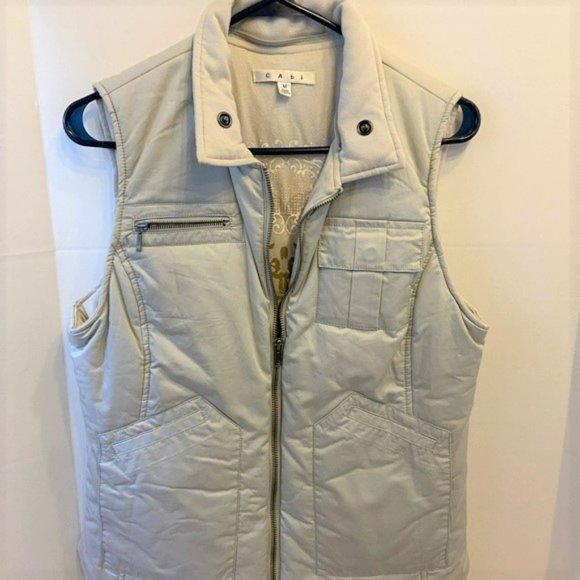 EUC Medium Light Gray Puffer Hooded Vest Style #189 - Picture 2 of 6